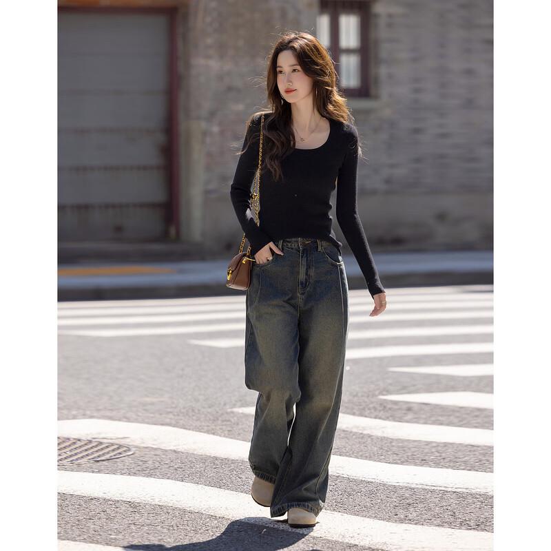 Demana Women's Slim Fit Long Sleeve Knit Top