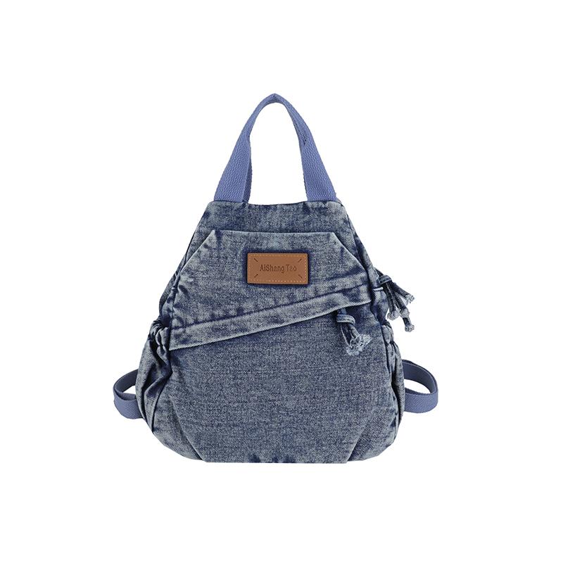 Stor Kapacitet Denim Ryggsäck Multifunktionell Bröstväska Dam Axel Crossbody Väska