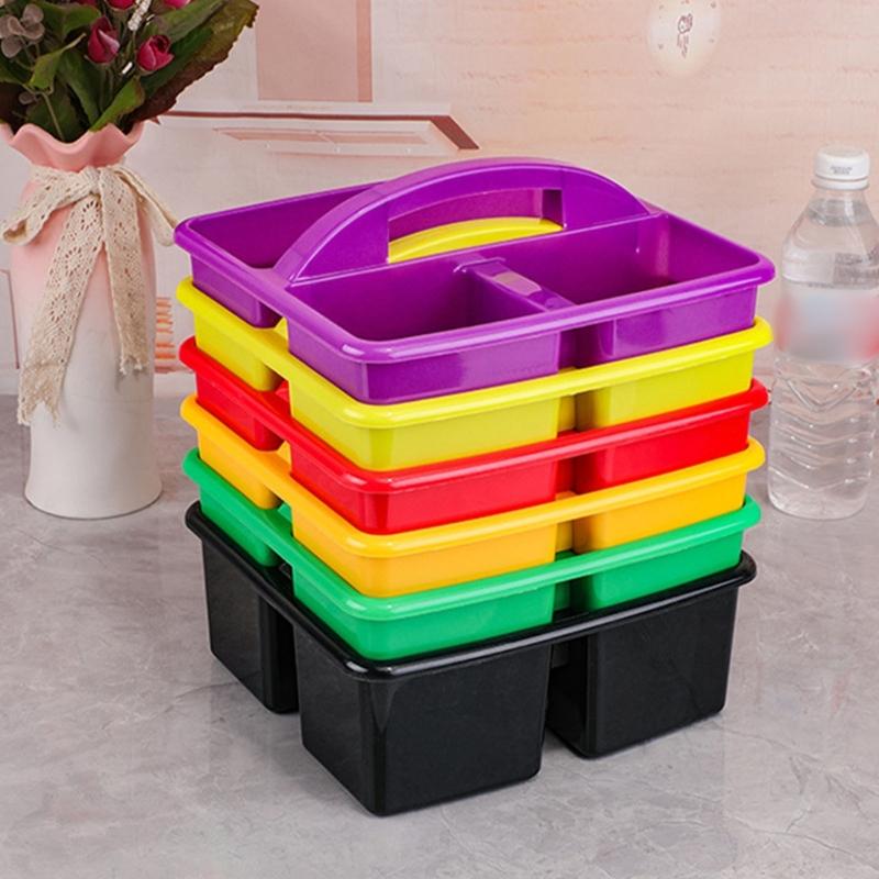 6Pcs Stacking Storage Basket With Handle Space Saving Organiser Box For School Office Supplies Kitchen Organization