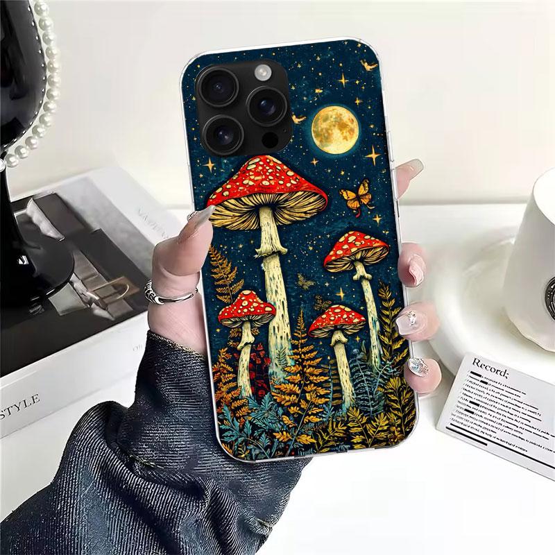 Colorful Mushroom Soft Phone Case For IPhone 11 17 Air 16E 16 Pro Max 15 + 14 Plus 13 Mini 12 Apple 7 SE 8 Fundas Coque 11 17 Ai