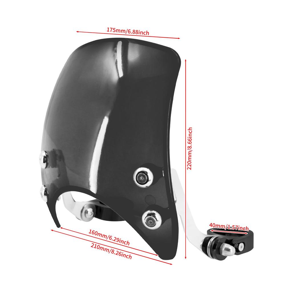 HDBUBALUS Harley-Davidson Windshield 39mm Motorcycle Windscreen Wind Deflector Screen Cowl ABS Plastic for Harley Sportster 883 1200XL XL883L XLH883 X
