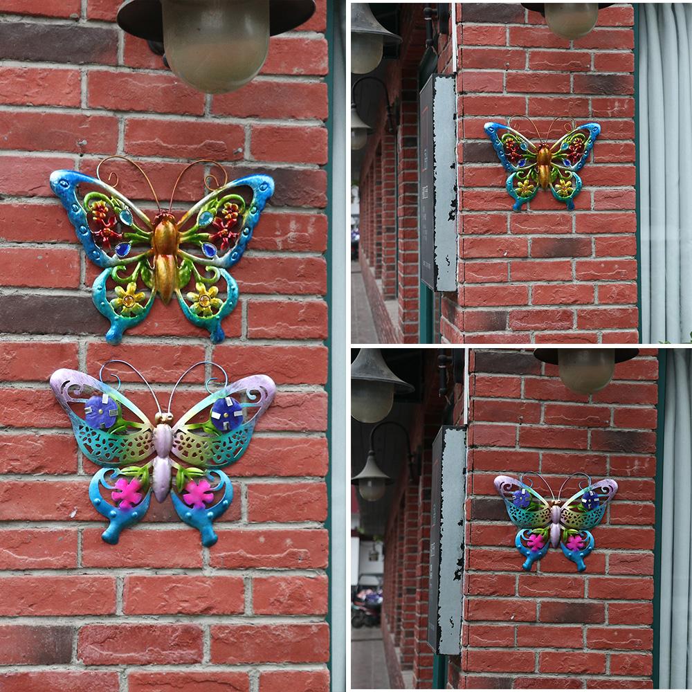 Beautiful Fence Ornament 3D Hanging Sculpture Metal Butterfly Wall Art Garden Decorative