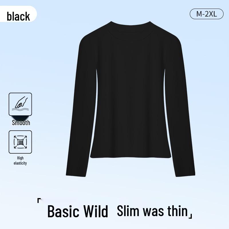 Women's Lyocell Long Sleeve Round Neck Slim-Fit Shirt - New for Spring/Autumn 2026