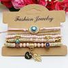6Pcs Fatima Hand Evil Eye Bracelet Set For Women Heart Charm Beads Rope Chain Bangle Female Bohemian Handmade Jewelry