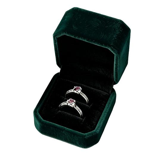Velvet Jewelry Box, Dark Green Suede Flip Cover Hard Case, Scratch-Proof Shock-Proof Organizer, Jewelry Storage Box for Travel