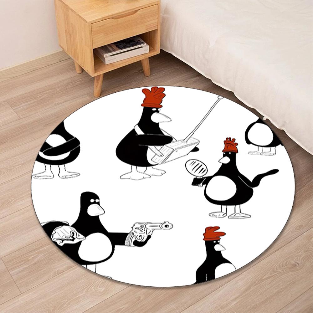 Feathers McGraw Printed Round Rug Carpet Chair Rug Area Rug Entryway Doormats,for Office Chair Living Room Bedroom Kitchen Room.