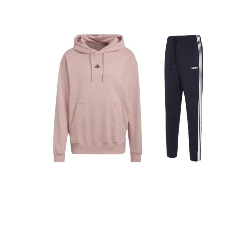 

Adidas Однотонная толстовка с капюшоном и удобные полосатые брюки, повседневный спортивный костюм для мужчин, толстовка и брюки DU0457+-HE4348 S