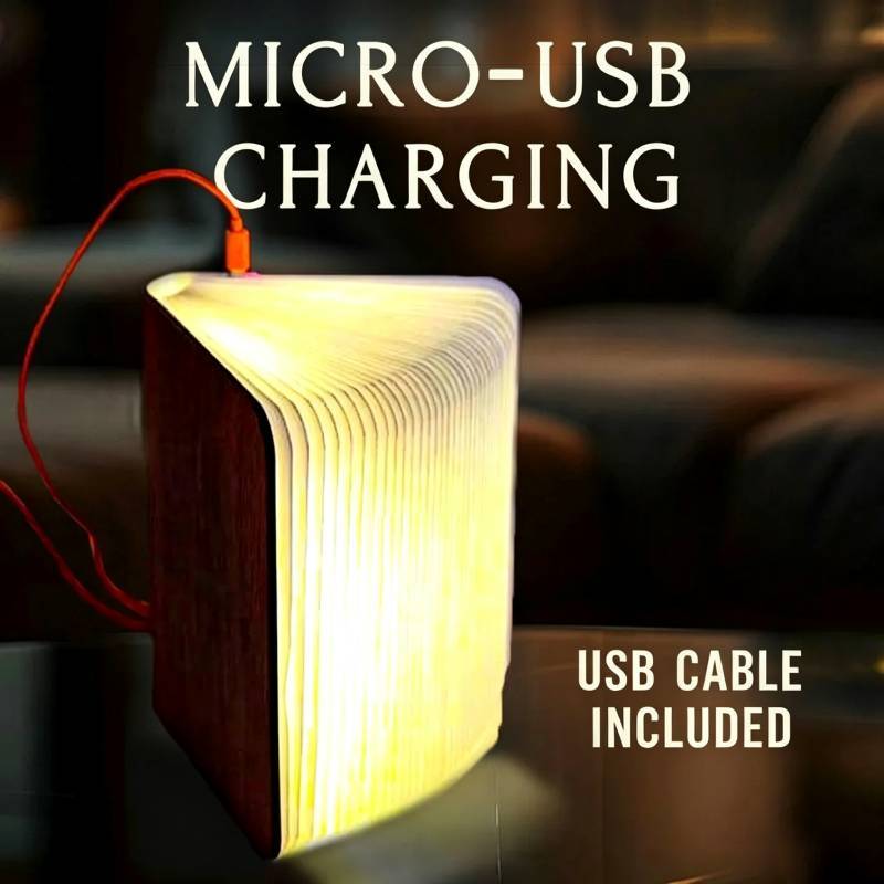 Modern Wooden Foldable Book Lamp With Handcrafted Design For Bedroom Nightlight And Gift