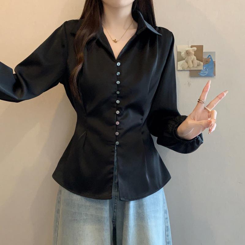 Plus Size Women s Elegant French V-neck Long-sleeved Shirt for 2026 Spring/Autumn XL