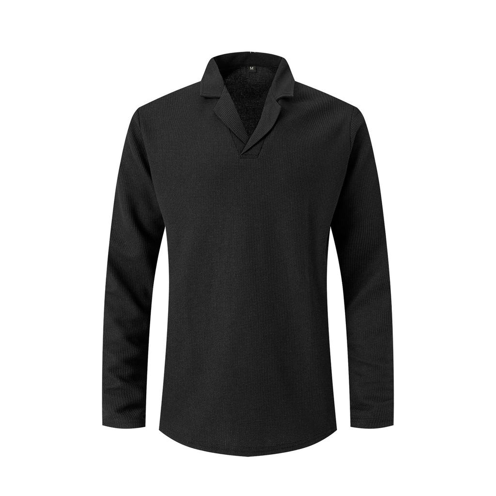 Herr Golfskjorta Casual Sport V-ringad Ribbad Krage Kort Ärm Mode Casual Enfärgad Enkel Vår & Sommar Normal Passform