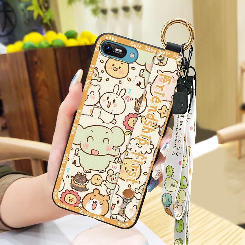Durable Back Cover Phone Case For Itel A25/A35/A25 Pro Wrist Strap Lanyard Ring Kickstand Protective Shockproof Cartoon