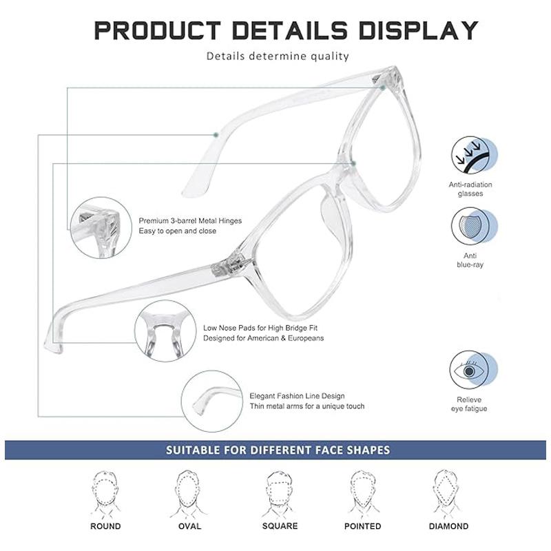 1pc VOPHA Progressive Multifocal Glasses (3-in-1) – Blue Light Blocking Near/Far Use +1.0 To +3.0