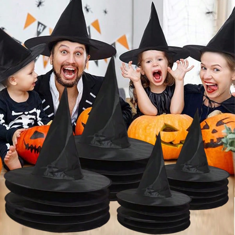 12PCS Halloween Party Decoration Hats Suitable For Both Men And Women Black Wizard Hats Halloween Party Costumes Accessories