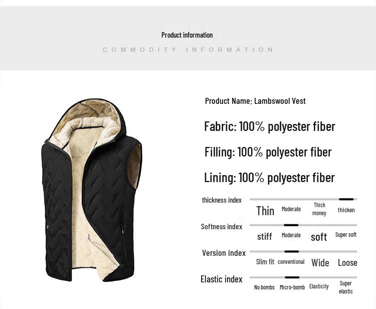 Unisex Plus Size Winter Thickened Down Cotton Stand Collar Vest