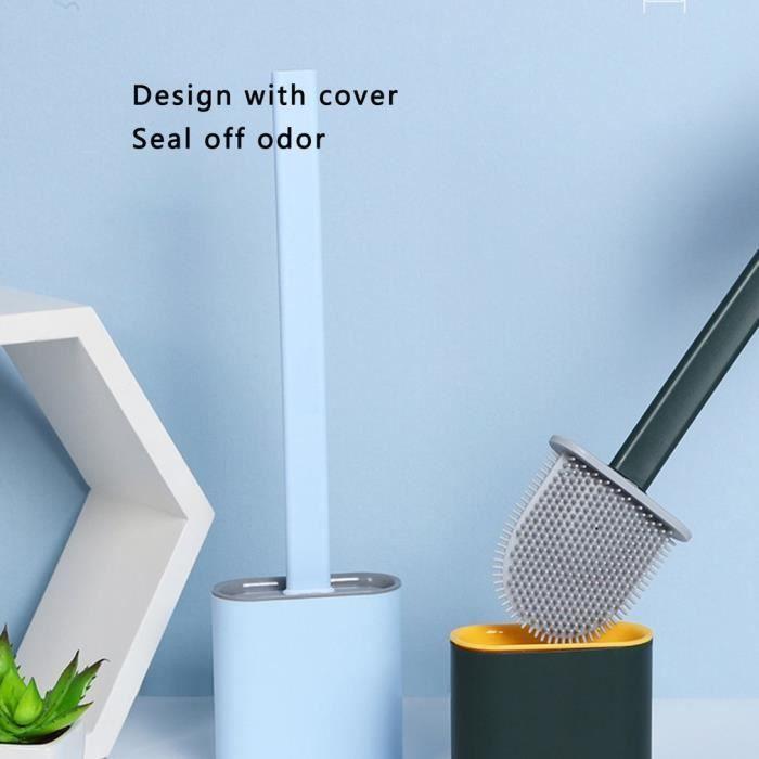 Brosse Toilette Brosse WC en Silicone Parfait pour Les Coins et Les Petites niches avec support rose