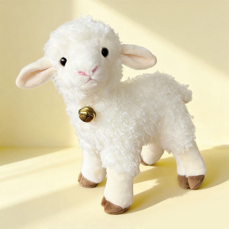 Small Sheep Plush Toy With Bell Soft Stuffed Animal For Kids Gift And Play