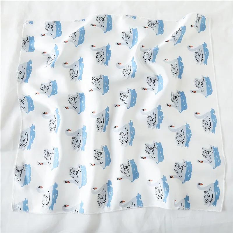 50x50 Square Scarf Hair Tie Band For Business Party Women Elegant Small Vintage Skinny Retro Head Neck Silk Satin Scarf Present