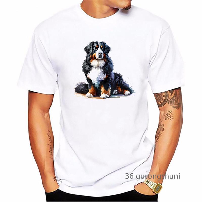 Bernese Mountain Dog Animal Printed T Shirt MenS Clothing Funny White Tshirt Homme Summer Fashion TShirt
