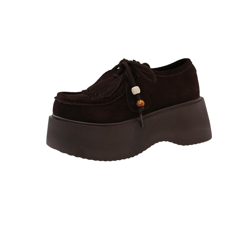 Fashion 2025 NEW Women's Fashion Casual Shoes Round Head Lace-up Shoes To Increase The Waterproof Platform Single Shoes
