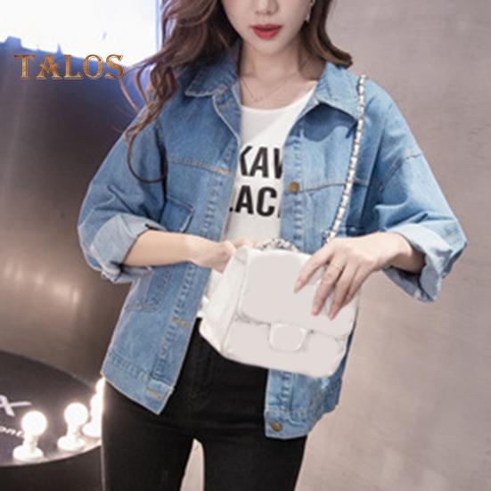 Zimní Dámské Bunda Dlouhé Rukávy Ohrnovací Límec Kapsy na hrudi Zapínání na knoflíky Kabát Jednobarevné Běžné streetwear Denim Coat