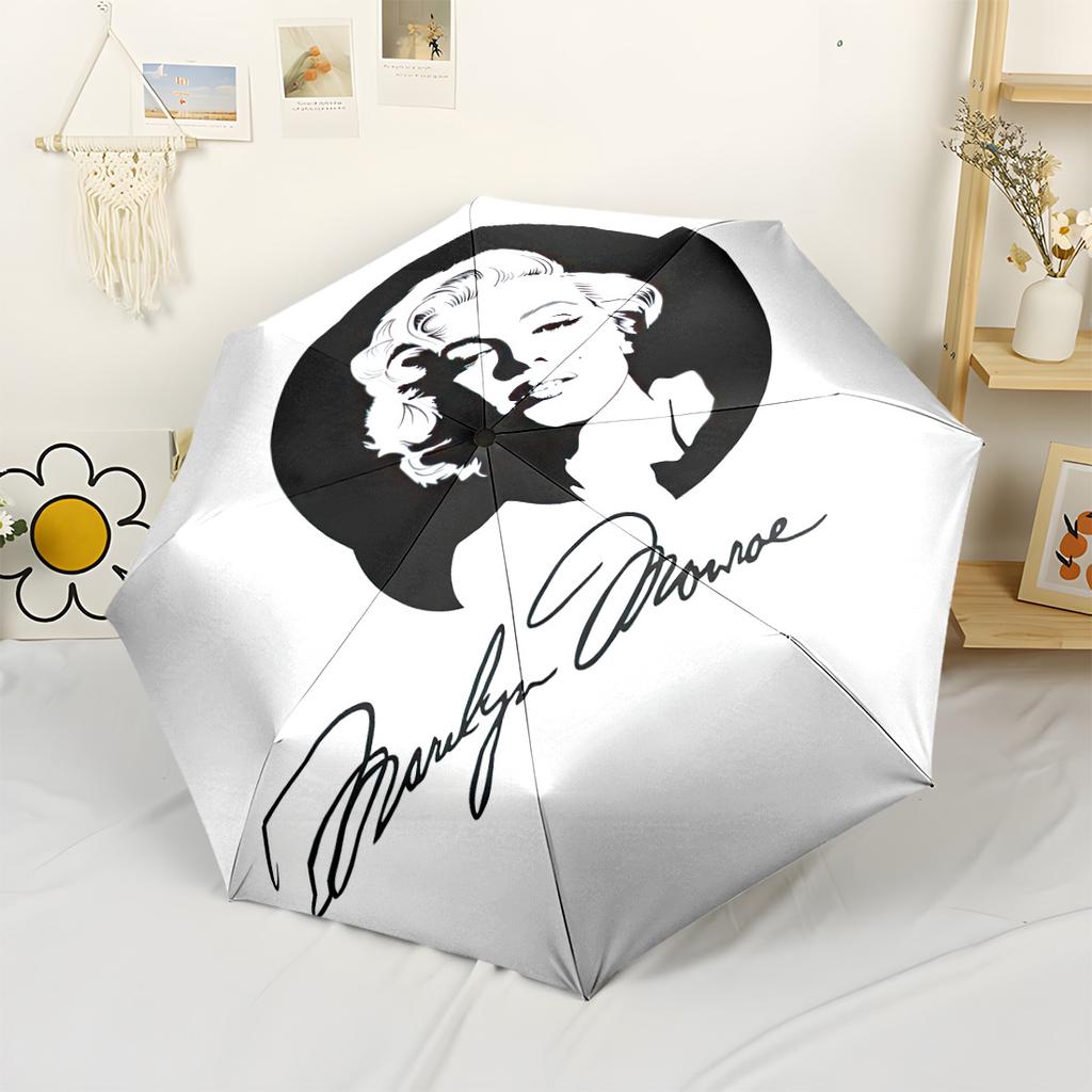 Marilyn Monroe Iconic Style Portable Automatic Umbrella Compact & Durable 8-Rib Design Sturdy Construction Travel Essential Compact Folding Umbrella