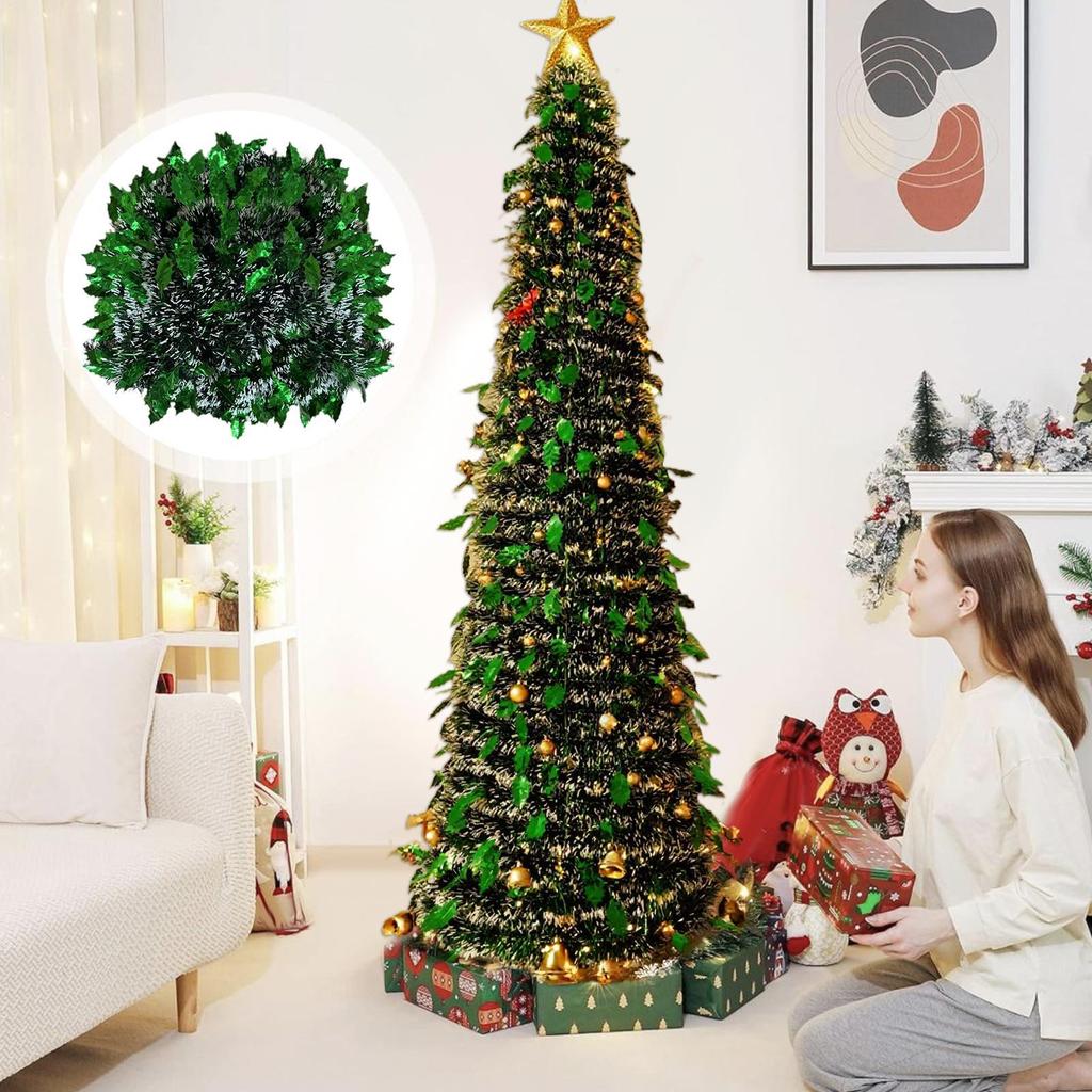 Small Christmas Tree 5 Ft Festival Ornament Foldable Fake Christmas Tree for Yard Porch Patio Kitchen Classroom Winter Holiday
