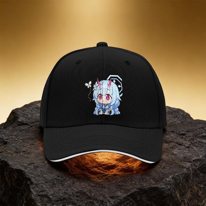 Blue Hair Red Eyes Q-Style Anime Hat, Unisex Printed Baseball Cap Sandwich Brim Snapback Sports Cap, Suitable for Daily