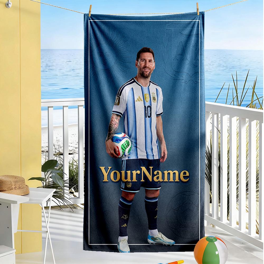 Messi Customize Text Beach Towel Soft Durable Quick-Dry Portable for SwimmingBeachCamping Travel Beach AccessoriesGym