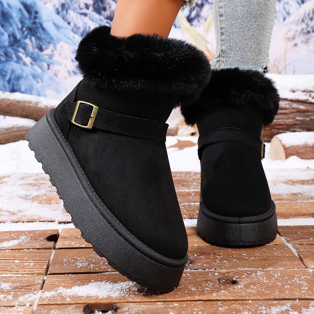 Fashion Women Ankle Boots 2025 New Comfortable Luxury Flat Snow Boots Women Winter Outdoor Thickened Fluff Women Shoes Zapatos De Mujer