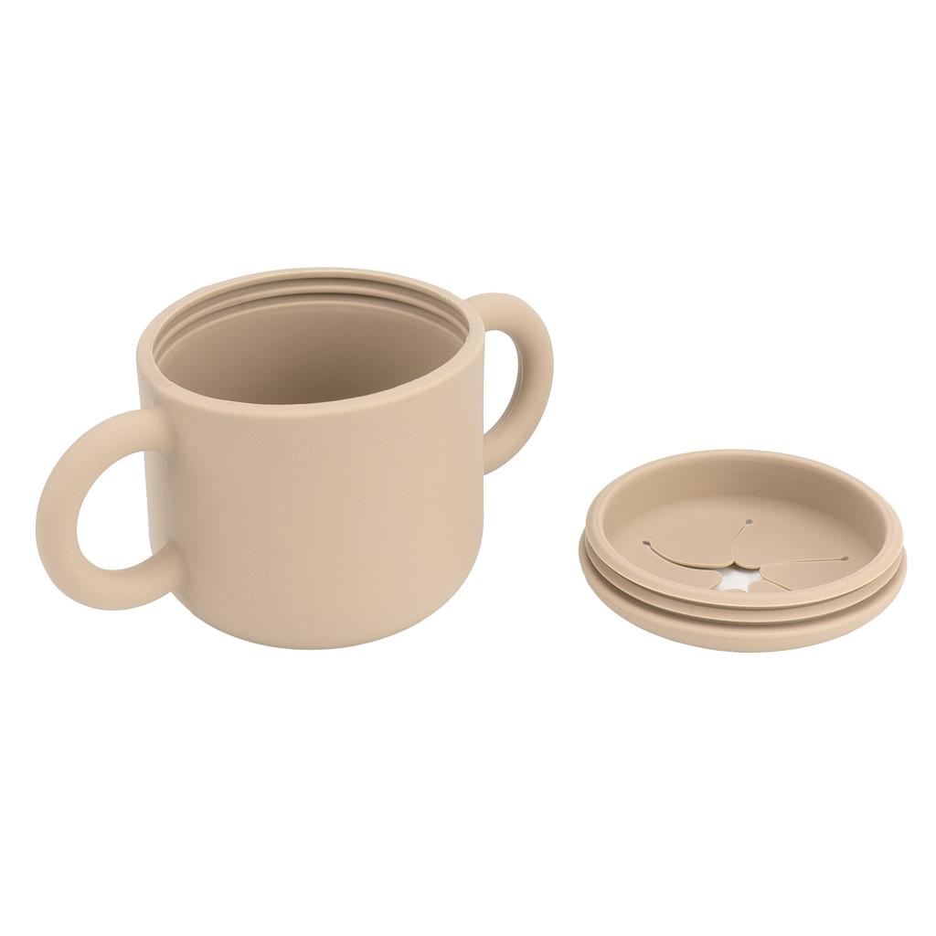 Baby Lernen Trinkbecher Silikon Doppelgriff Design Einfache Reinigung Auslaufsicher Kleinkind Trainingsbecher Khaki