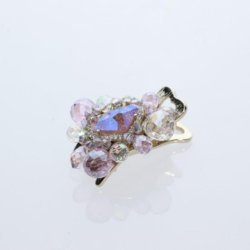 Elegant Light Luxury Crystal Hair Claw Clip Women Soft Purple Side Or Back Bun Accessory Handmade Stylish Hairpin Light Purple
