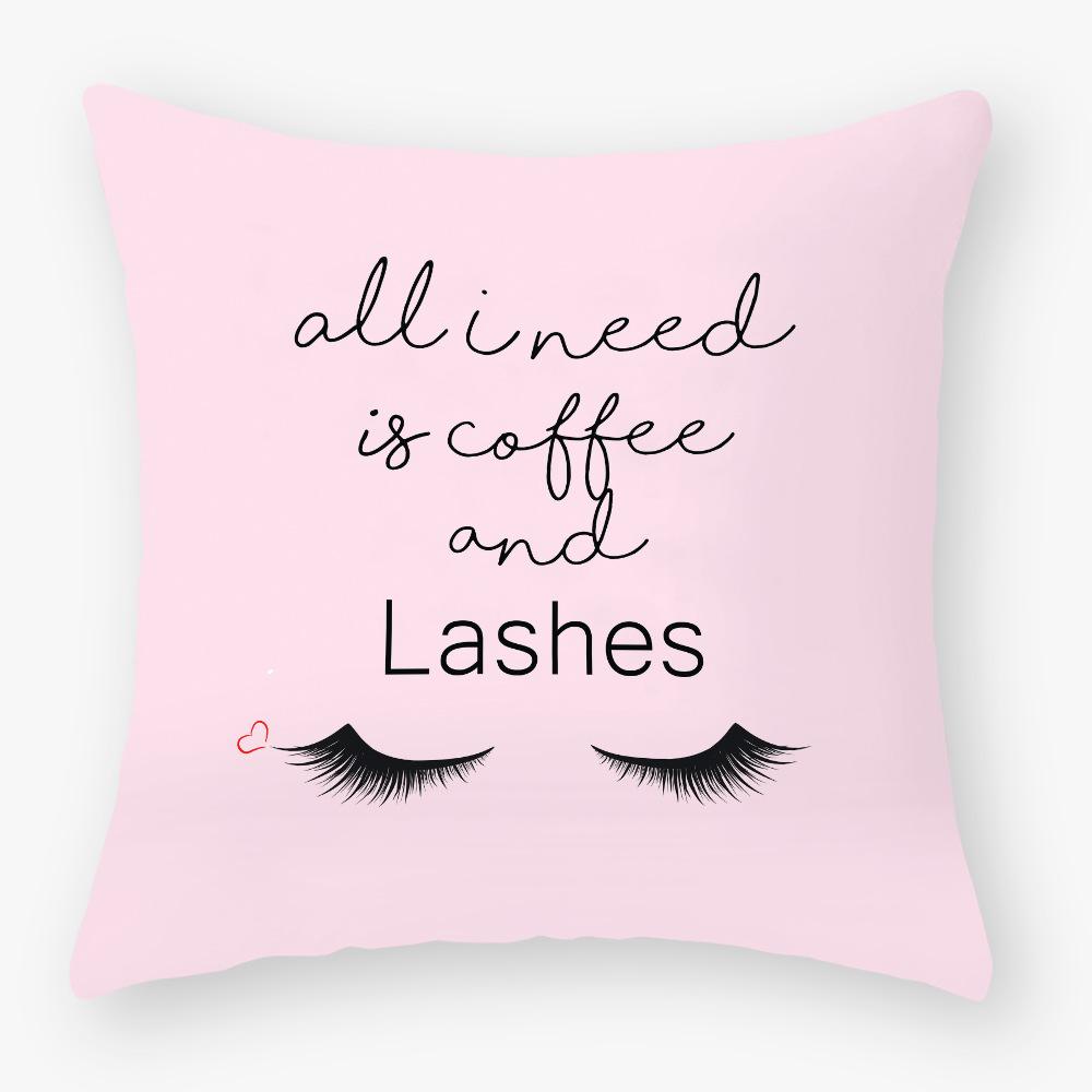 Neuer Kissenbezug mit Wimperndruck, Pfirsichleder Samt Dünner Kissenbezug, Sofakissen, Auto Lendenkissenbezug