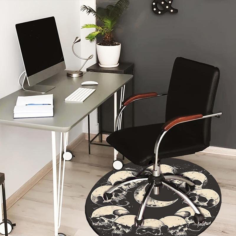 1pc Office Carpet Chair Mats Skulls Crescent Moon Circular Artwork Perfect for Decorating Office Chairs, Living Rooms, Or Bedrooms.YDT174 80cm by 80cm