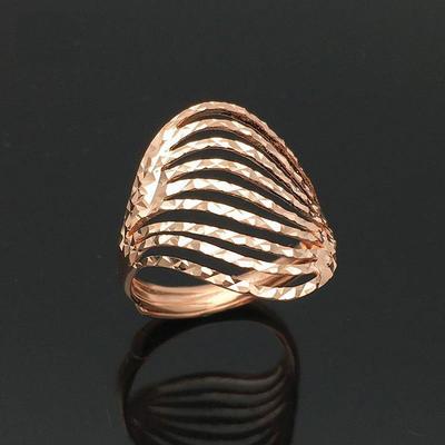 585 Or Violet Plaqué Or Rose 14K Anneaux Ondulés Brillants pour Femmes Réglables Mode Exagérée Bijoux de Luxe Chinois
