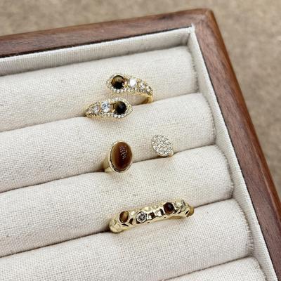 Maillard Tiger Eye Adjustable Ring: Irregular Design, Retro Style, and Simple Elegance for Women