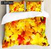 Autumn Pumpkin Duvet Cover Full Size 3 Pcs Watercolor Orange Maple Leaves Bedding Set For Kids Teens Adults With 2 Pillowcases