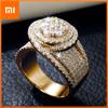 Huitan Full Bling Iced Out Cubic Zirconia Rings Women for Engagement Wedding Bands Accessory High Quality Luxury Trendy Jewelry