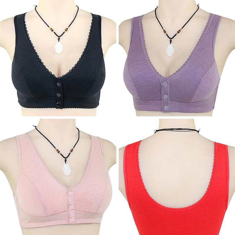 1Pc Push Up Bra Print Flower Polyester Fiber Lingerie Underwear Confortable Bra Female Wire Free Bra Big Bust Front Closure