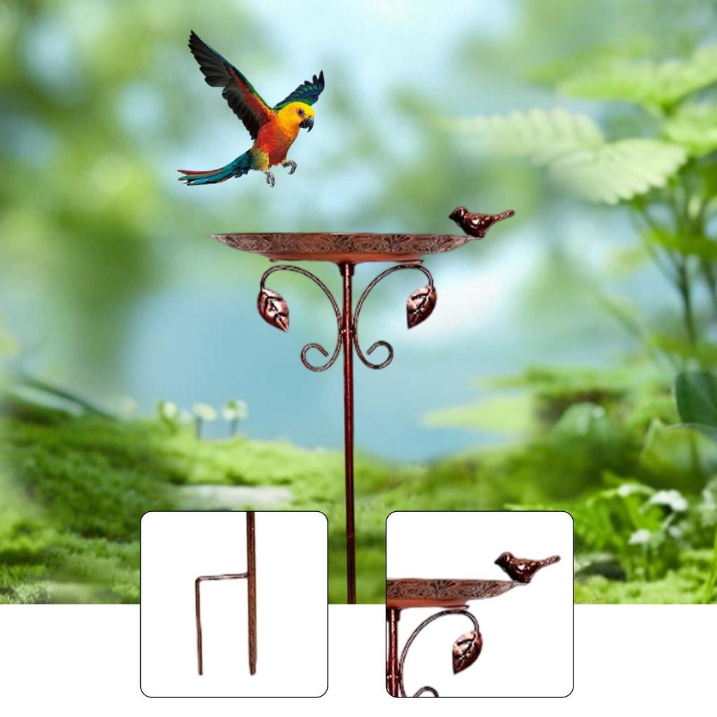 Bird Feeder with Metal Stake Weatherproof Birdbath Bowl Outside Garden Yard Decoration for Backyard Lawn Bird Accessories