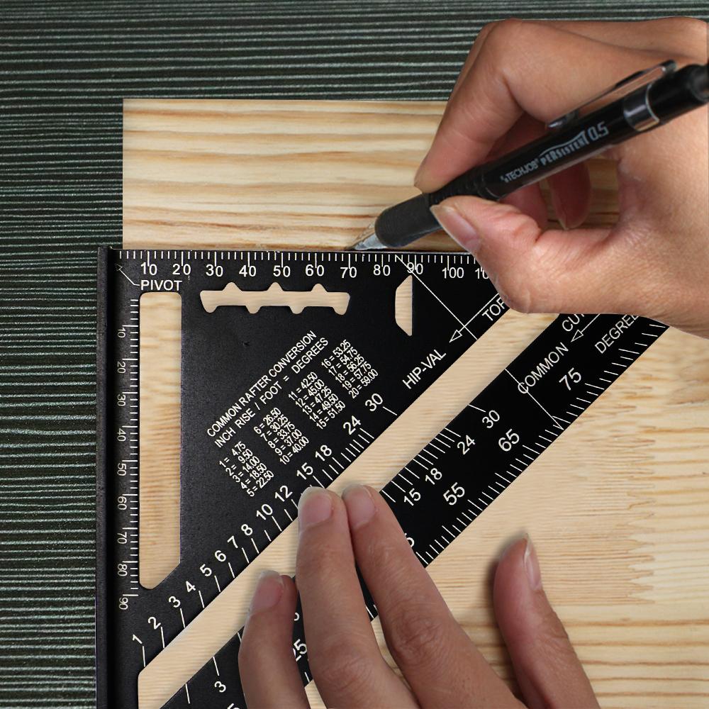 Triangle Ruler 7inch 90 Degree Aluminum Alloy Angle Protractor Metric Square for Building Framing Tools Gauges