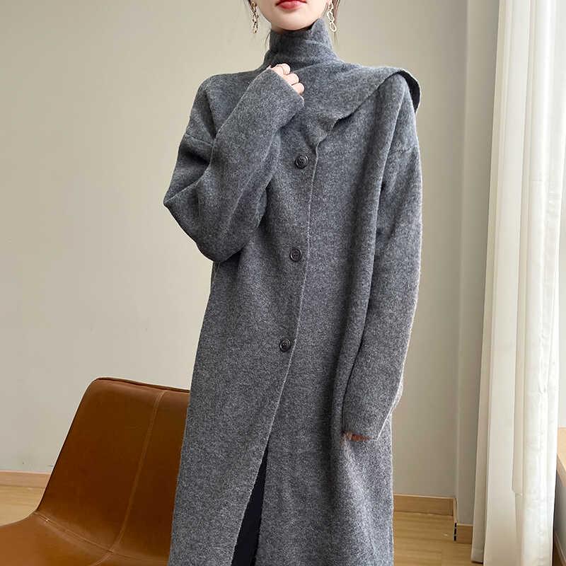 

Кардиган-пальто в корейском стиле - Осень 2024, дизайн шали длиной до колена, высококлассный, свободный крой M: 80-130cm