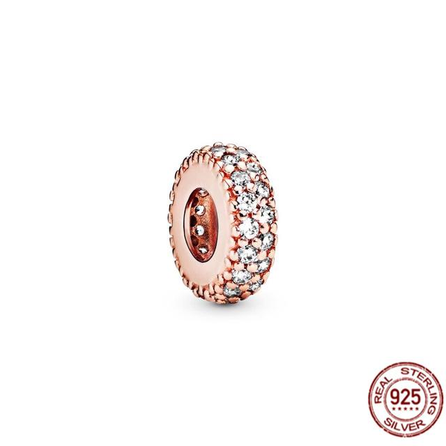 Authentic 925 Sterling Silver Clear Sparkle Spacer Charm Bead Fit Sweet Fasion Bracelet Necklace Fine Jewelry Gift For Women