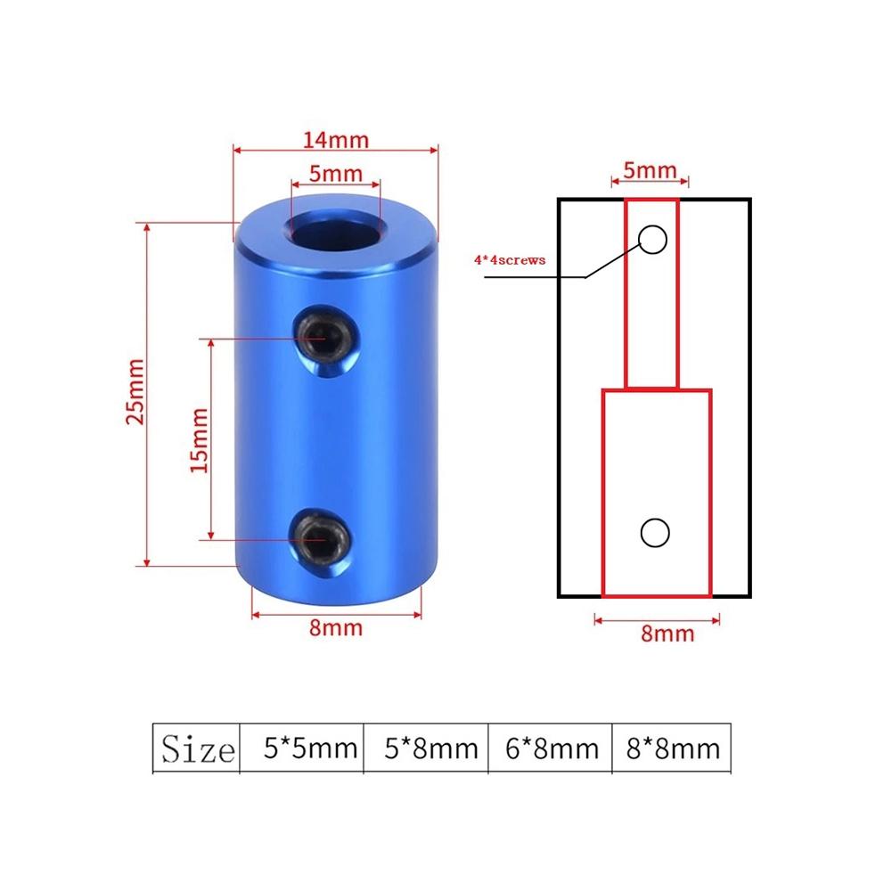 Kupplung aus Aluminiumlegierung Länge 25mm Mehrere Spezifikationen