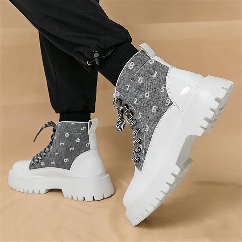 Luxury Fashion New Lace Up Mixed Patchwork Casual Ankle Boot for Men Winter Brand Designer High Tops Shoes Zapatos Hombre