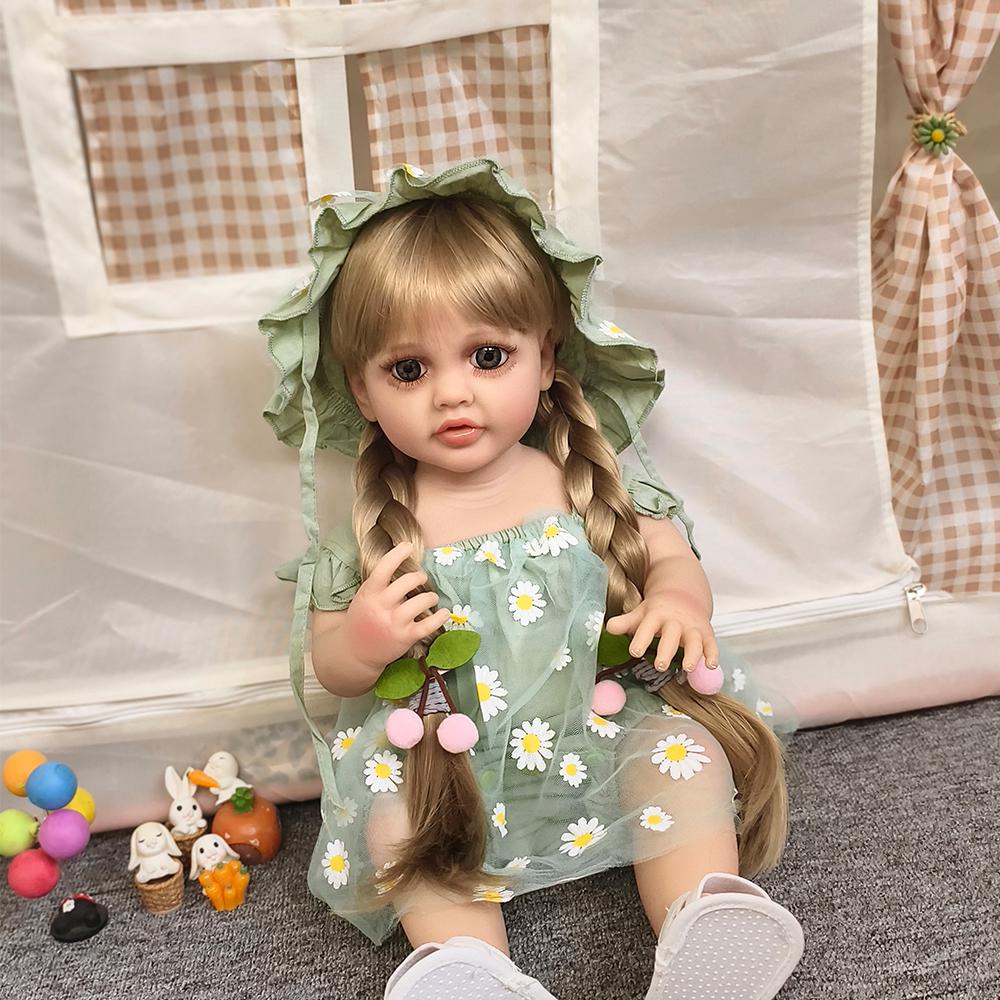 Full Vinyl Rebirth Doll Toy Simulation Baby Girl 55cm Companion Dress Up Dolls Toys Gift For Children Toys