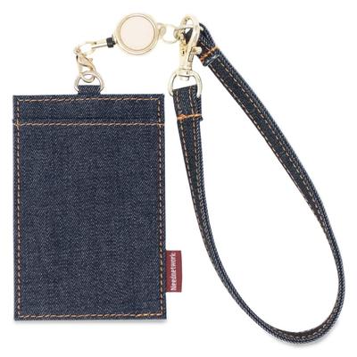 Pass Case with Reel Okayama Denim Commuter Pass ID Card Holder Indigo Blue [Need Network] Men's