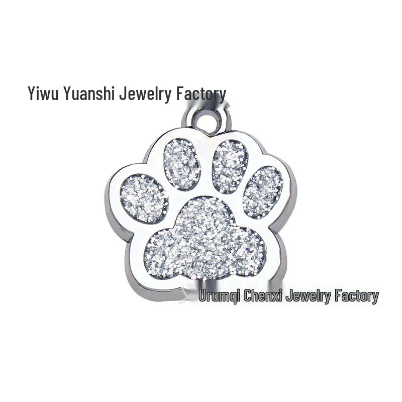 DIY Dog Paw Print Pendant: Glittery Customizable Pet Tag with Logo Printing Options