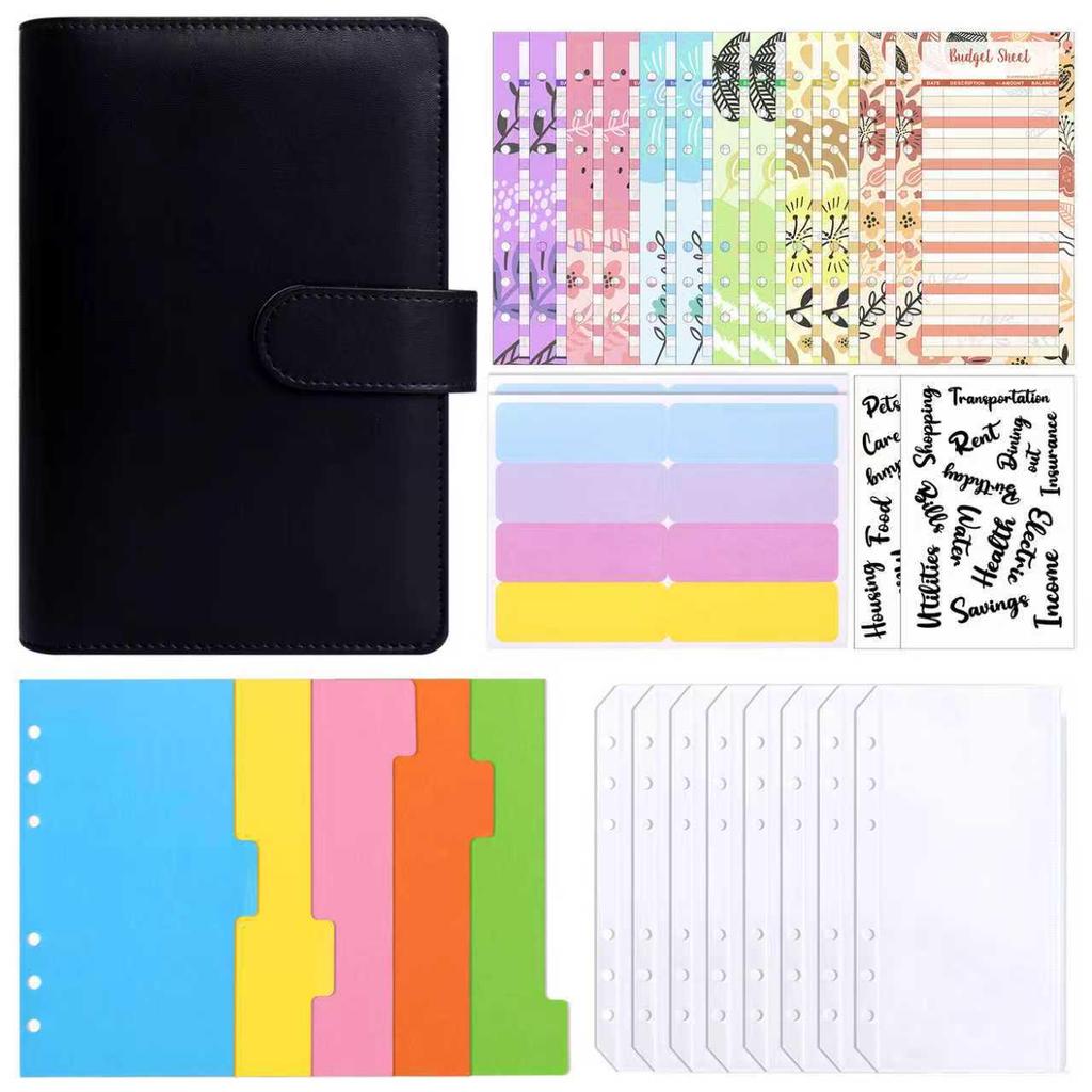 A6 Macaron PU Leather Zipper Budget Notebook with Detachable Loose-Leaf Pages