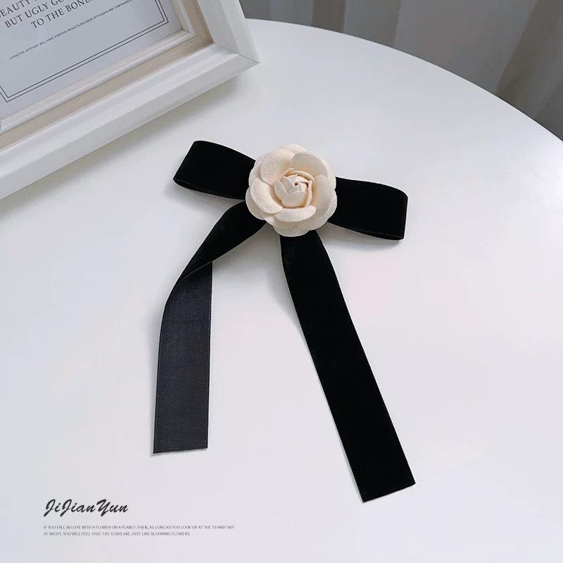 Elegant Camellia Bow Brooch: Retro Pearl Flower Corsage Pin