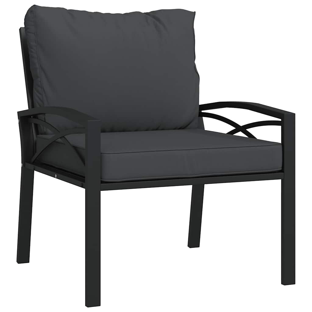 Garden Chair with Grey Cushions 68 X 76 X 79 Cm Steel